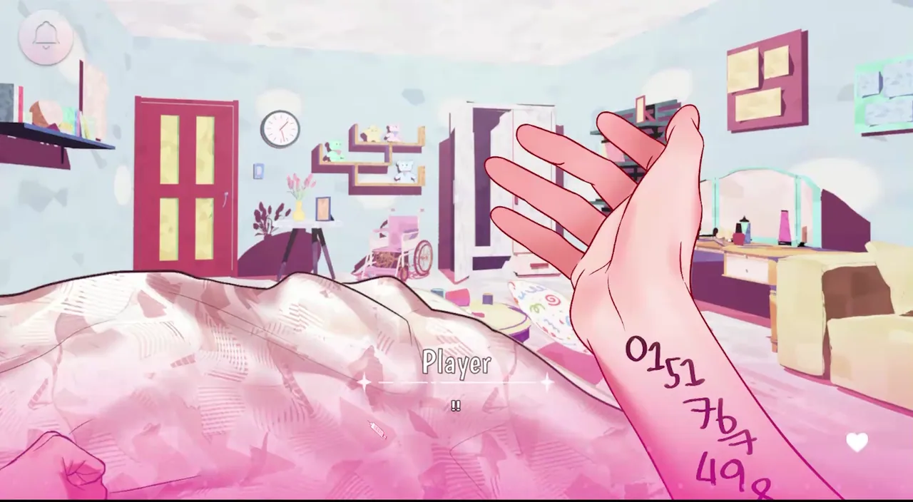 A telephone number written in three groups on the protagonist’s arm